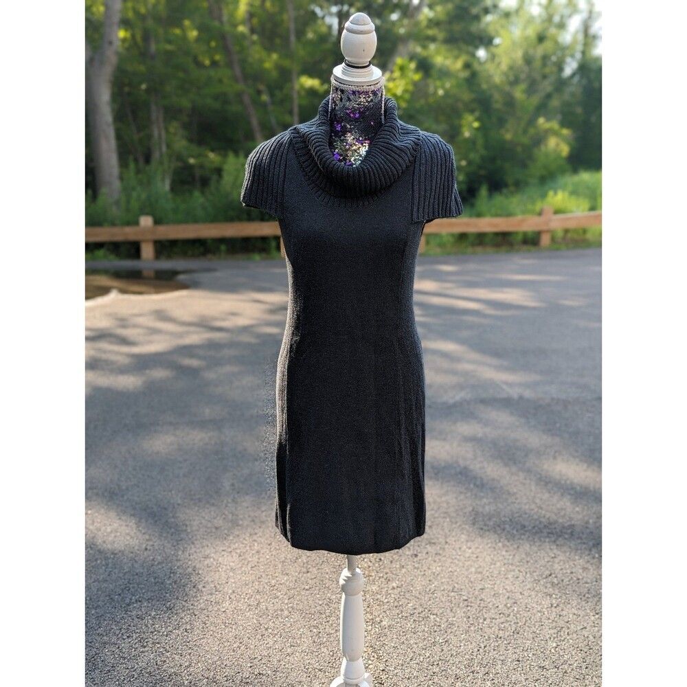 Quiet Luxury‎ Minimalist Calvin Klein Grey Knit Cowl Neck Sweater Dress Small